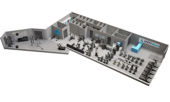 organisation intérieur salle de sport et fitness défi gym